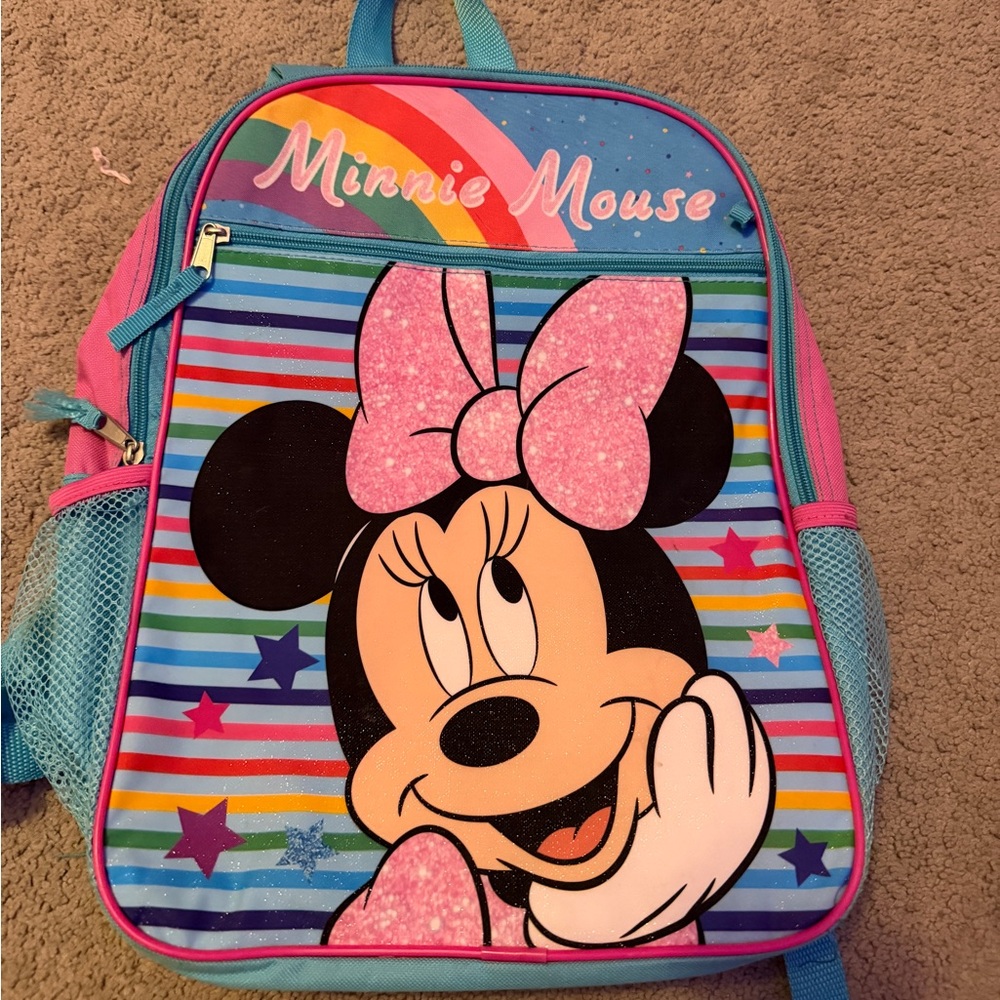 Disney Minnie Mouse Pink Blue Rainbow Kids Backpack